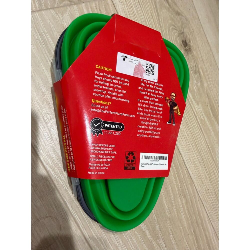 Pizza Pack Reusable Collapsible Silicone Food Storage Container + 5 Trays Green